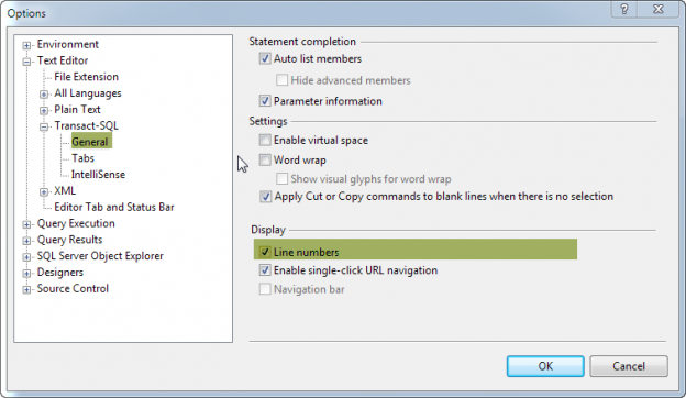 how-to-display-line-numbers-in-sql-server-management-studio